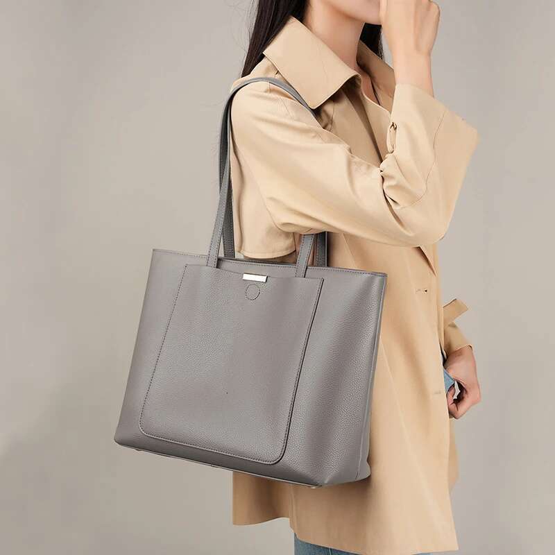 100% Genuine Leather Women's Large Capacity Simple Fashion Cowhide Women Shoulder Bag Female Storage Handbag 2328