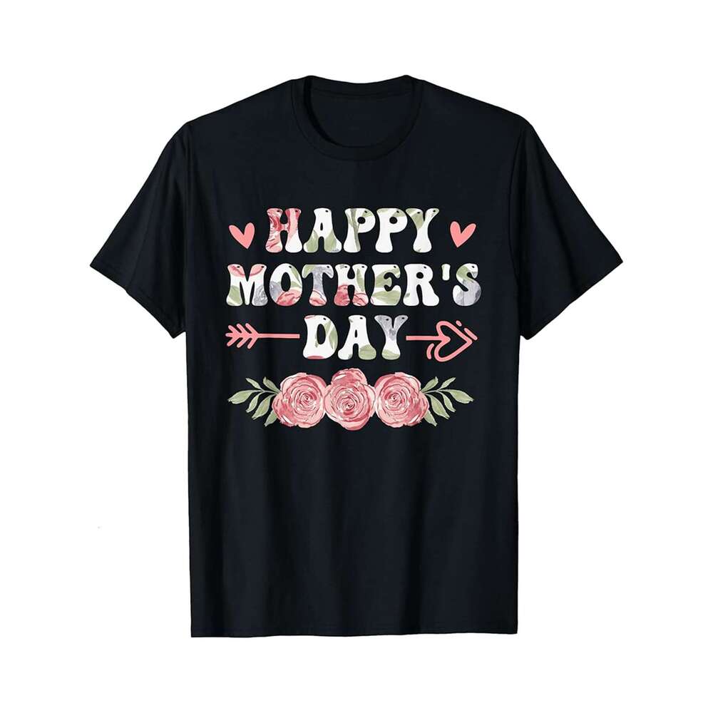 Designer T shirt Cute Happy Mothers Day 2025 Floral For Men Mom Grandma ,100% cotton, short sleeve , Wrinkle resistant, Casual, comfortable fit - 220 
