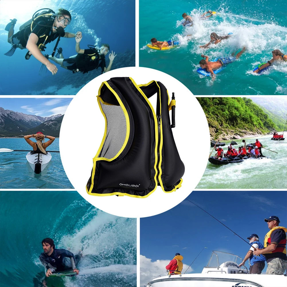 Inflatable Snorkeling Vest Breathable Swimming Life Vest Water Sports Safety Vest for Snorkeling Swimming Kayaking Boating 250411