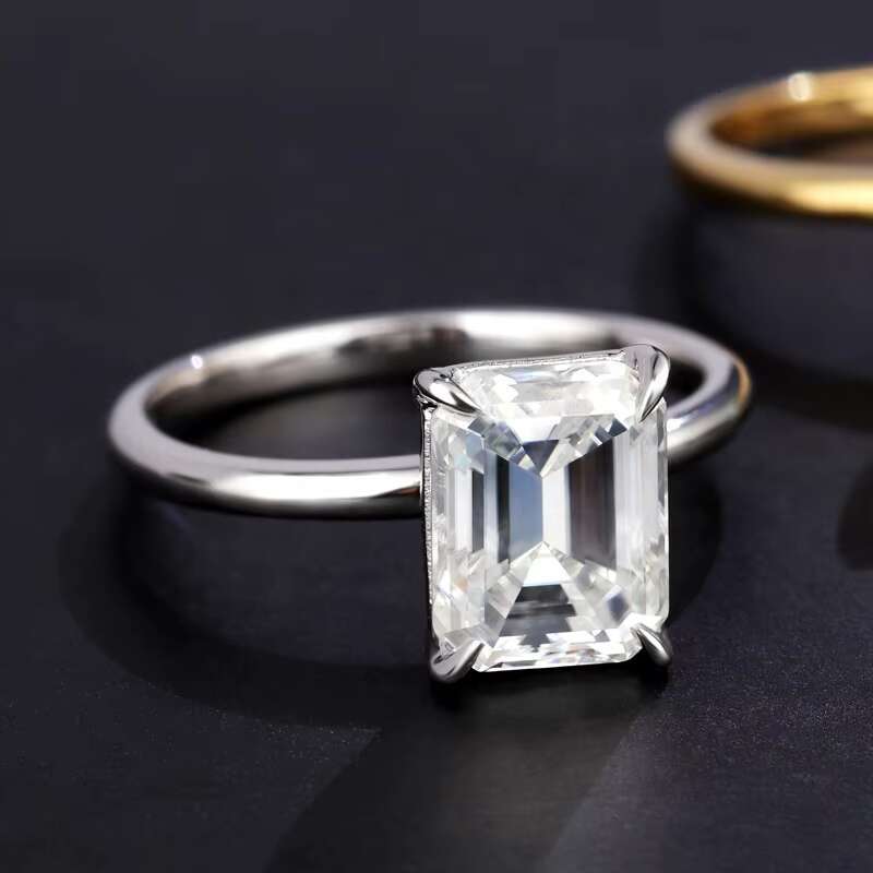 Luxury Bridal Wedding Ring Set 10K Real White Gold 3CT Emerald Moissanite Diamond Engagement Moissanite Ring
