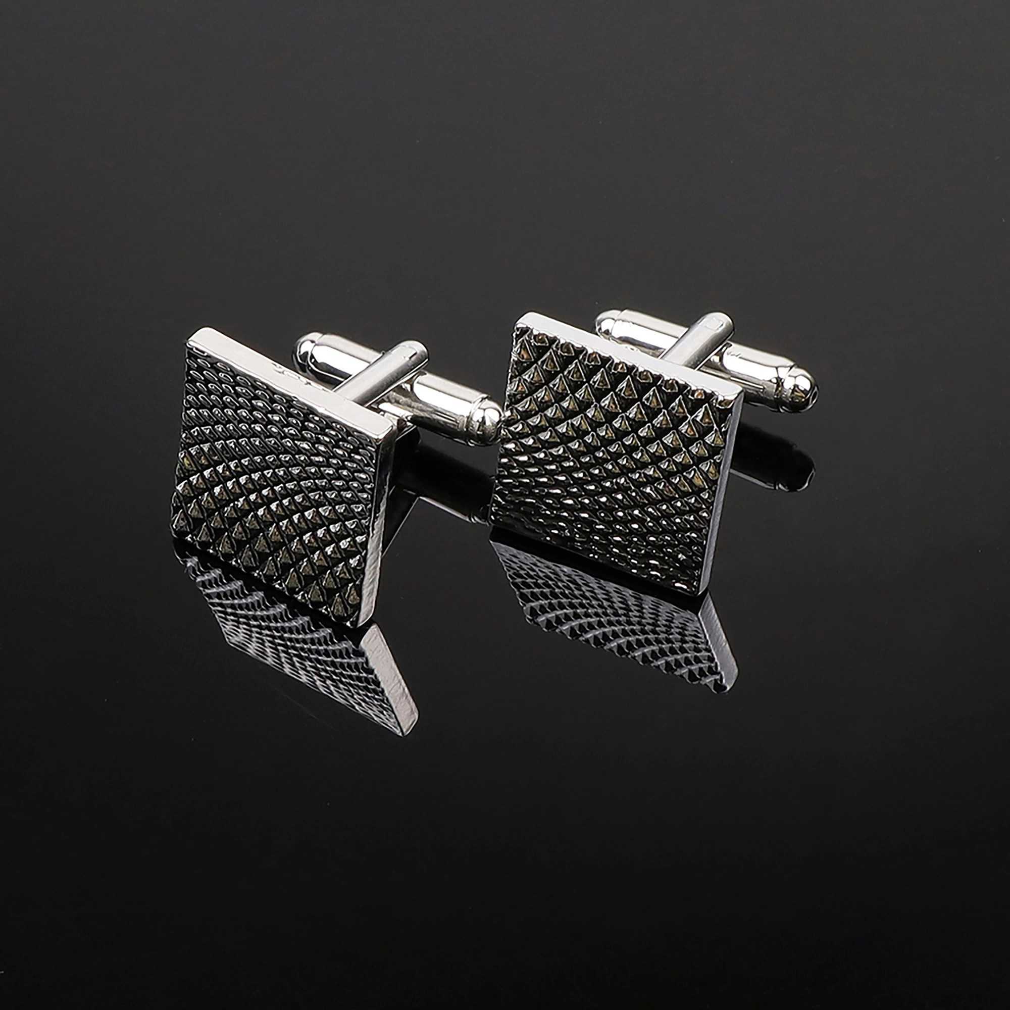Classic Square Round Mens Cufflinks High Quality Black Gold Silver Gloss Set Cufflinks Wedding Party Shirt AccessoriesT250412
