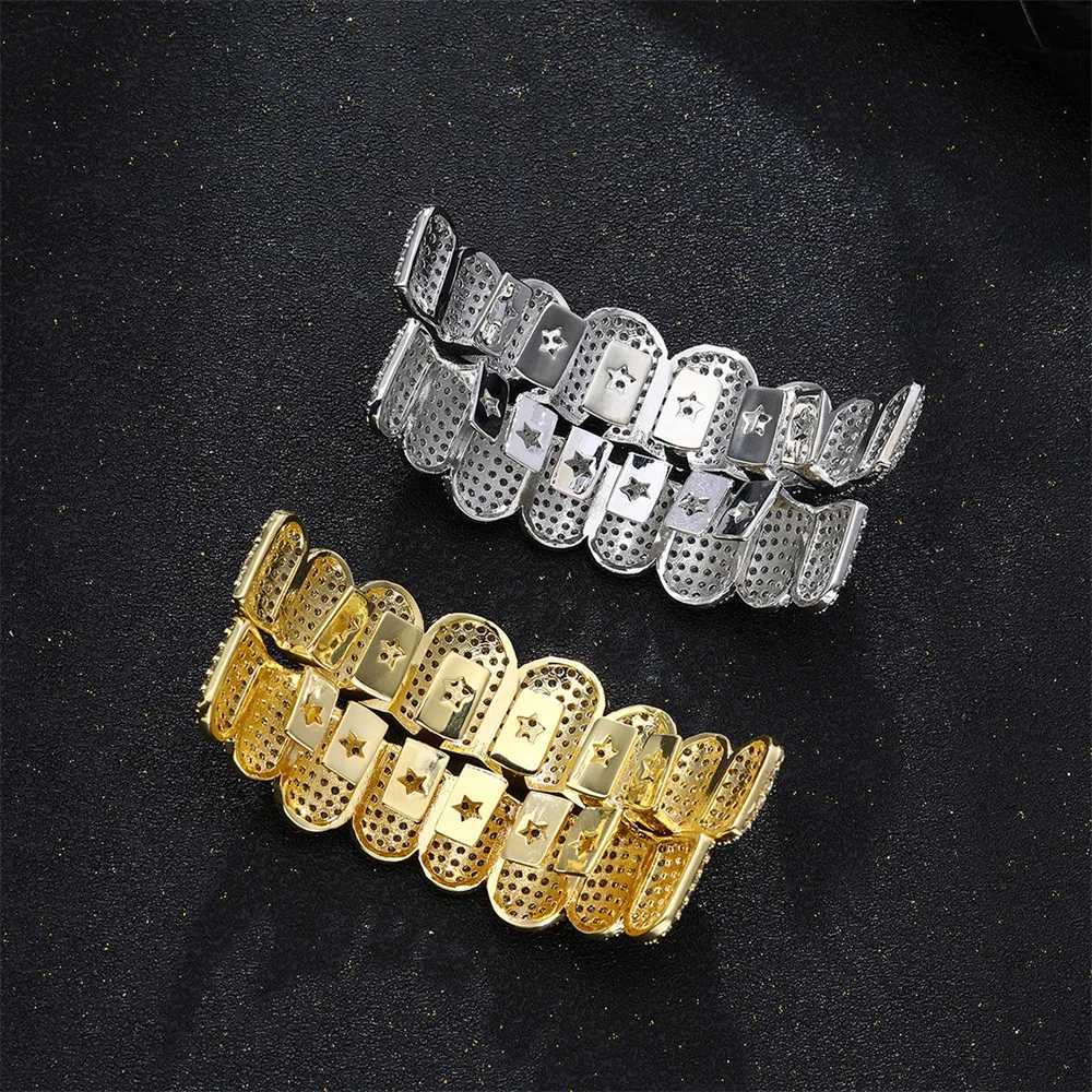 D Z Sparkling Cubic Zirconia Grilz Set Suitable for Neutral Style Upper and Lower Removable Dental Gold Silver Fashion Jewelry W250412