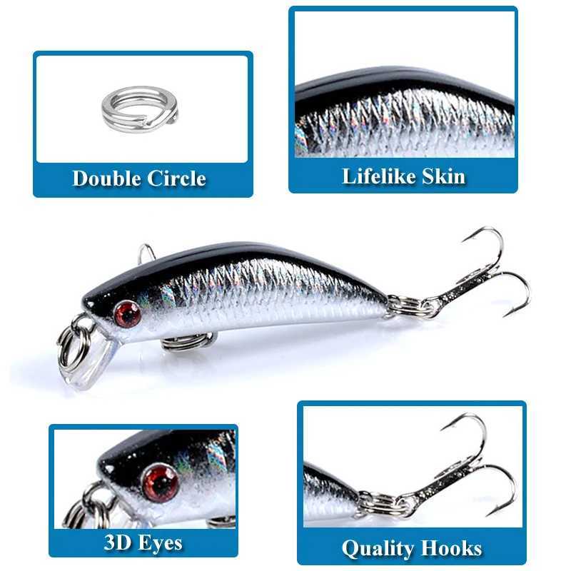 1PCS Floating Minnow Fishing Lure 4.5cm 2.8g Lifelike Plastic Wobbler Crankbaits 3D Eyes Isca Artficial Hard Bait Carp Fishing Z250411