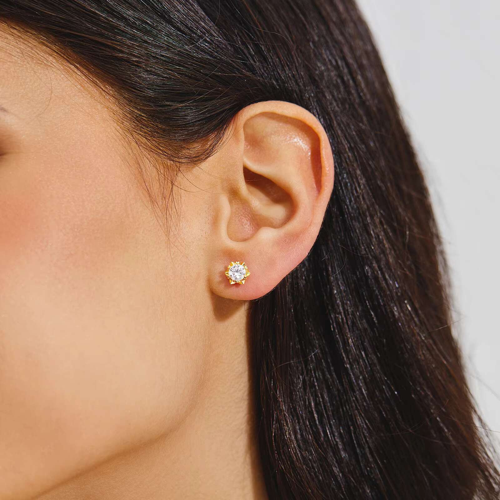 KRKC Party Earrings Women Stud Earrings with Stones 925 Sterling Silver Gold Plated Stud Earrings