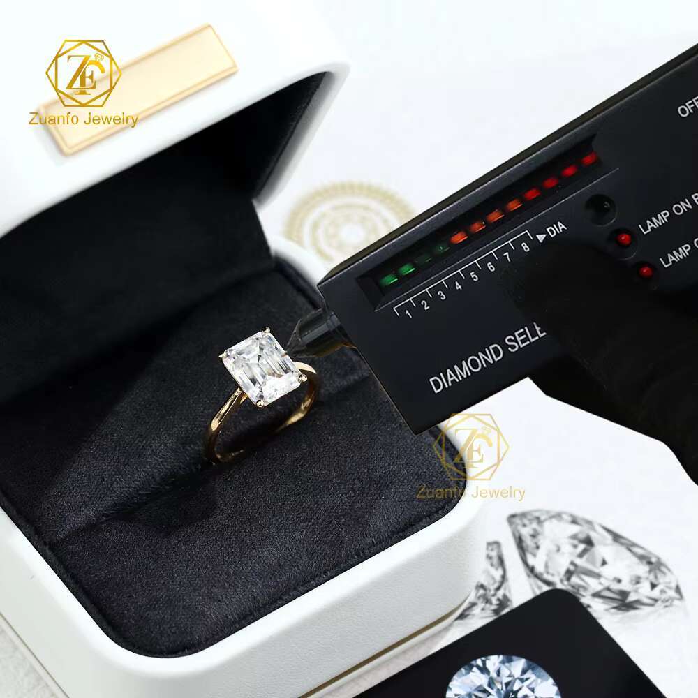Customized Womens 10k 18k Solid Gold Wedding Engagement Ring 3CT 5CT Emerald Cut Lab Diamond Classical Style Moissanite Ring