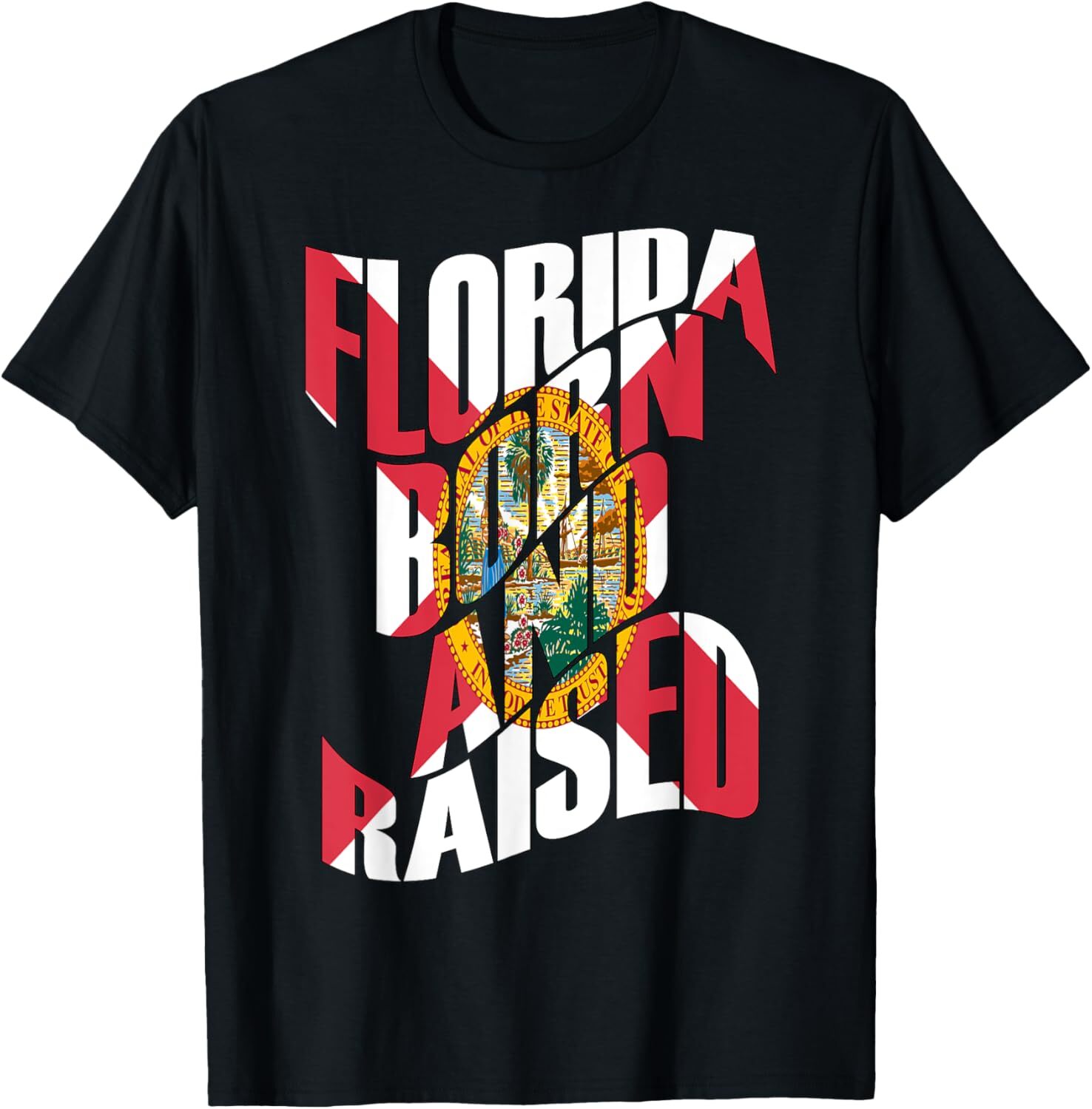 T shirt for Mens Florida Born and Raised Florida State Flag Graphic Tee Casual Tops Clothes Short sleeve Fashion Trends