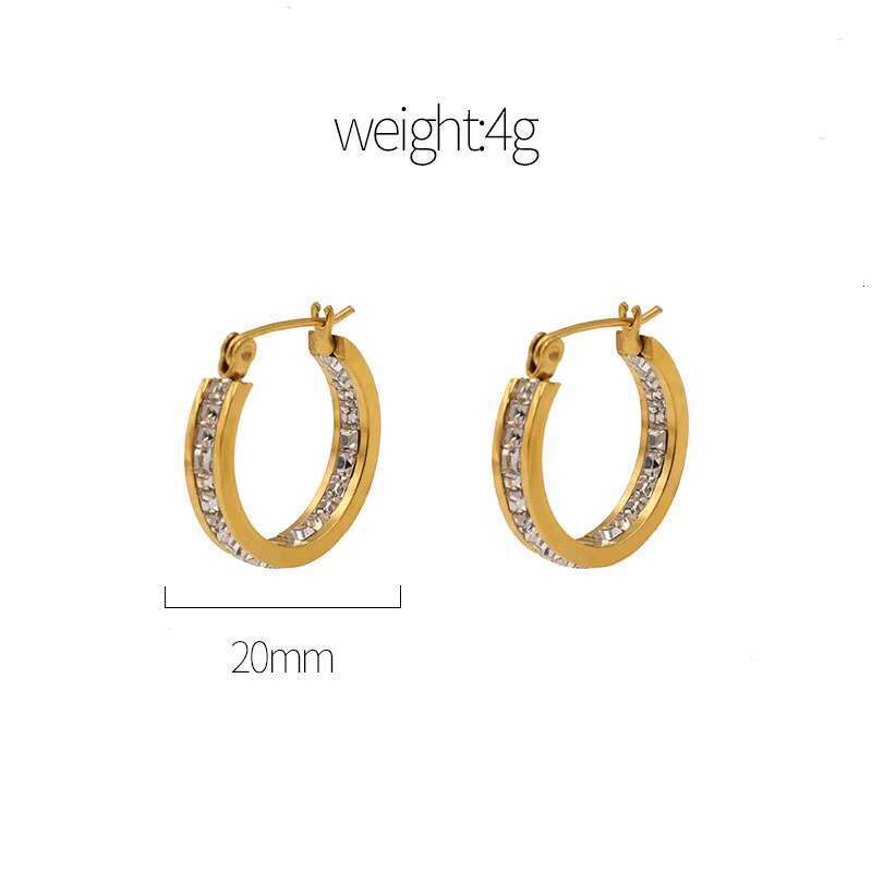 New Hot Sale Gold Geometric Zircon-encrusted Jewelry Accessories Round Hie Hoop Earrings
