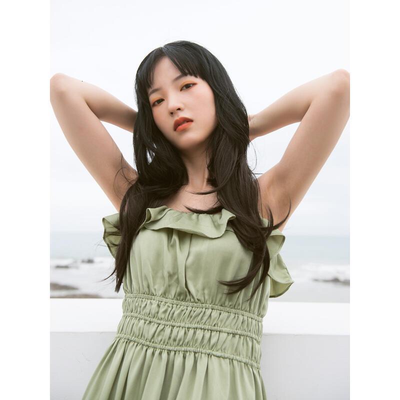 18inch en brown With Bangs Long Wavy Curly Glueless Fringe Unit Heat Resistant Synthetic Middle Part Full hine Made No Lace Scalp Costume Cosplay Hair