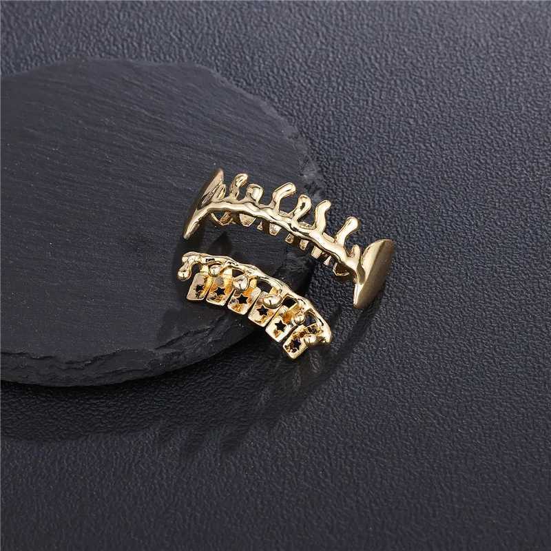 D Z New Tooth Scrub Set suitable for unisex top bottom mouth gold silver tooth scrub tooth cap removable teeth fashion jewelry W250412