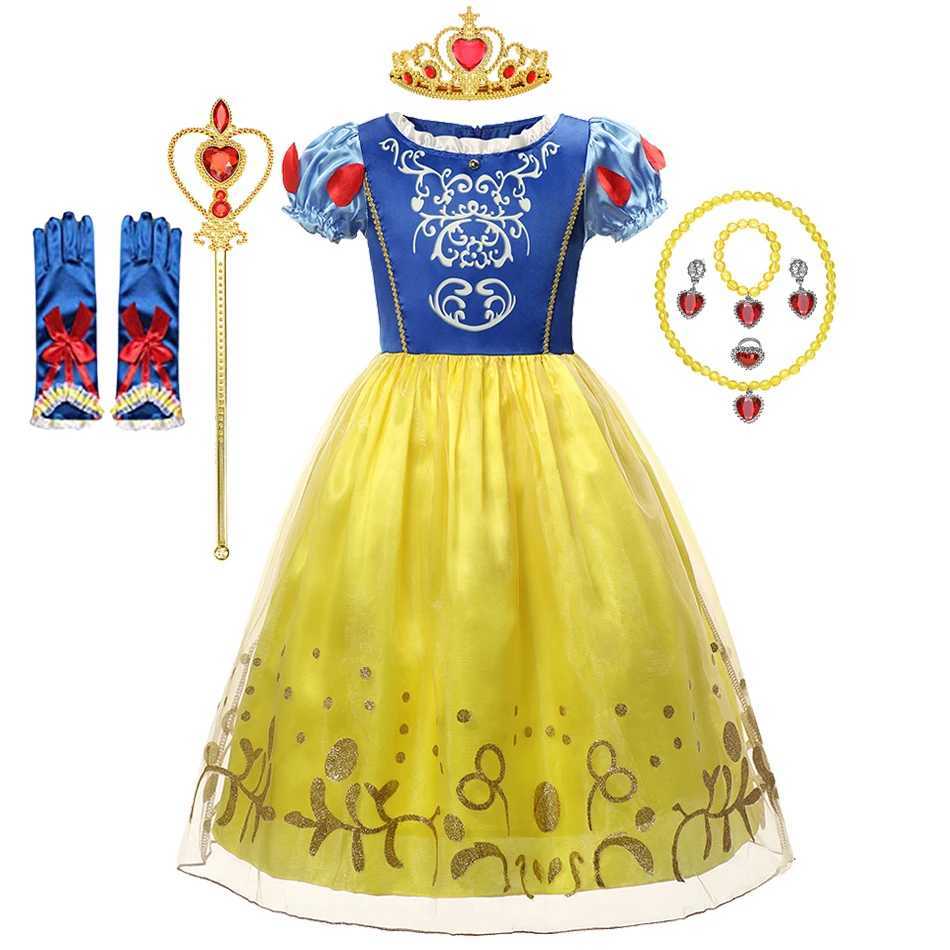 Disney Girl Bell Princess Dress Children Bell Aurora Snow White Role Playing Costume Carnival Halloween CostumeXJ250411