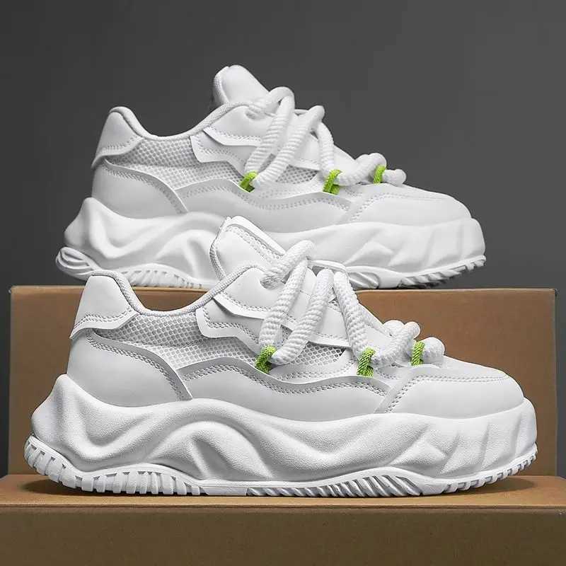 2024 Casual Breathable Bread Mesh Cfortable and Non-Slip Running Platform Increased by Sports White Shoes Men Z250411