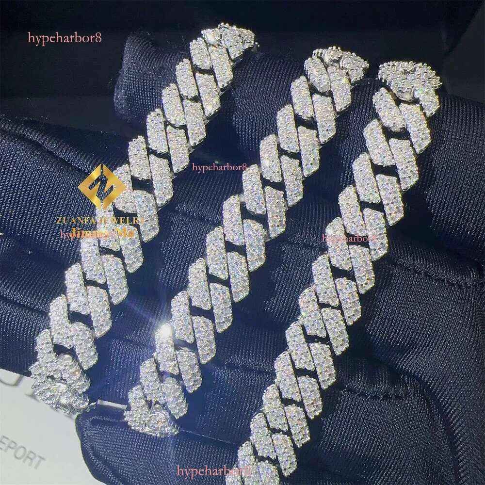 Best Selg 8mm Two Rows Iced Out Man Hip Hop Jewelry GRA Certificates Pass Dia Tester VVS1 Moissanite Cuban k Chain Men