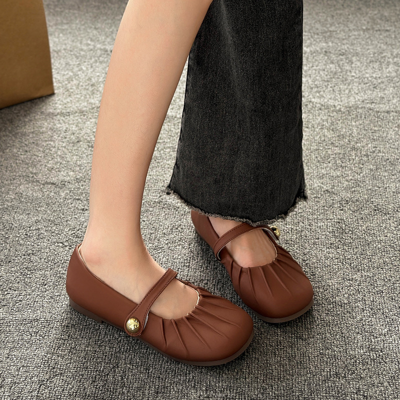 Soft soled sandals free Shipping Flat heeled slippers Round headed slippers Low cut sandals One character strip Wearing travel shoes outside 2025