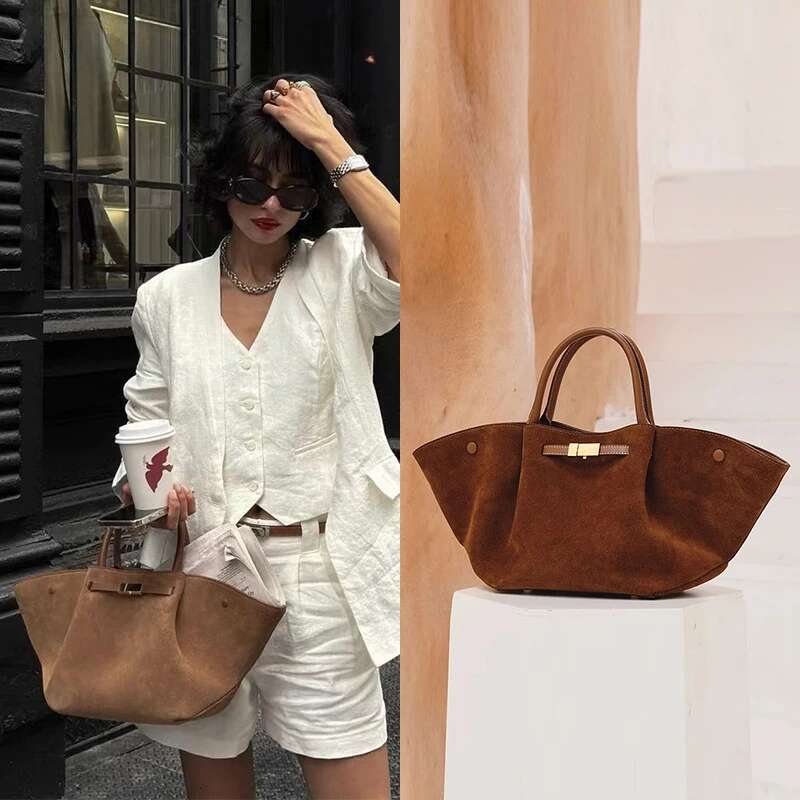 Designer Bag Chamois Suede Leather Large Capacity Brand Design Women's Shoulder Bag Solid High-End Shopping Fashion Ladies Handbag