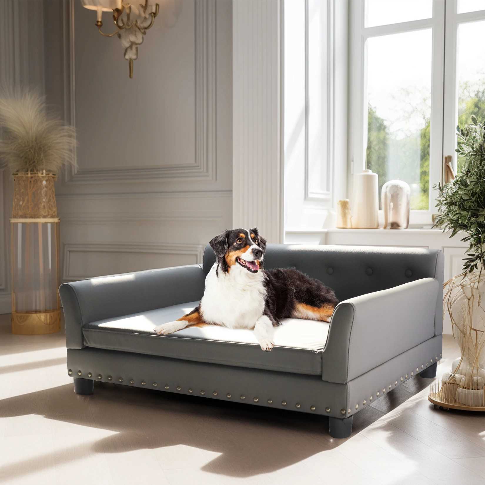 Elevator dog bed sofa cushion with ultra-fine fiber leather cover used for large pets to peek into the lounge chair with detachable cushion X250412