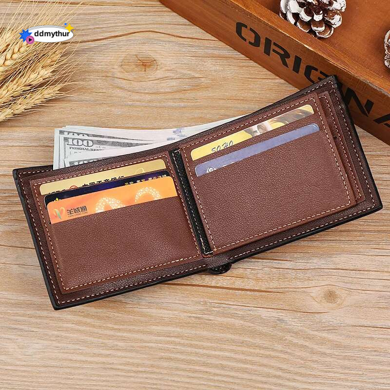 Leather Short Men's Credit Card 2024 Top Vintage Male Small Coin Purse Brand Wallet ddmythur