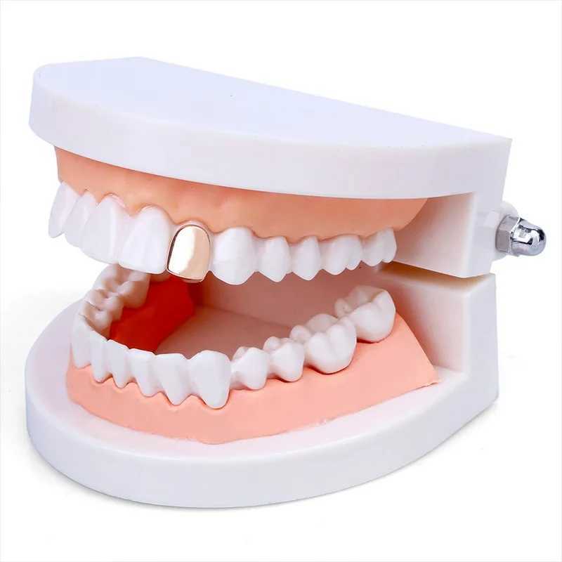 Single tooth bracket hip-hop gold-plated single tooth solid Grillz grill cover jewelry tooth grill mouth neutral tooth cover grinder W250412