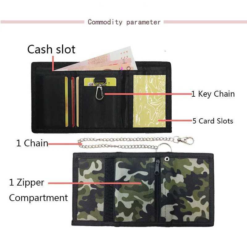 Nylon Trifold casual wallet suitable for men women young and innovative money bags wallets coin ID card clips and s pockets with chains Z250411