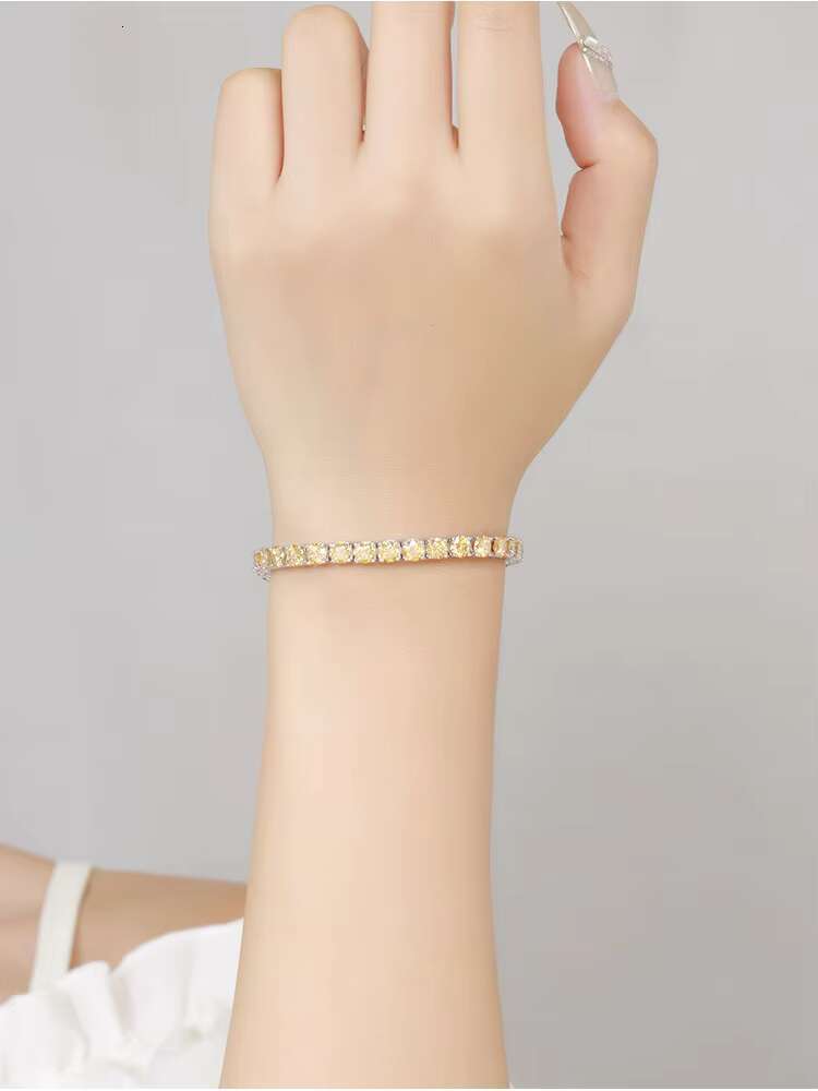 925 Sterling Silver VVS Original Color Champagne Moissanite 3mm 4mm 5mm 6.5mm Tennis Bracelet for Women Ladies