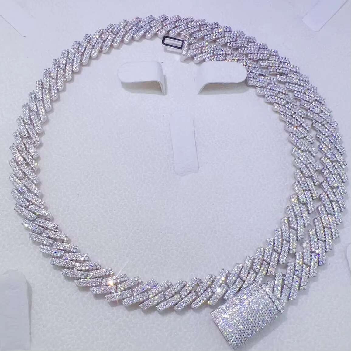 Hot Sale 10mm Sterling Silver Moissanite Cuban Link Chain Necklace and Bracelet New Type Jewelry