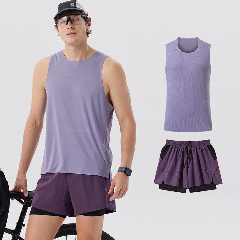 Mens Summer Sports Vest Set Quick Dry Running Sweatsuit Gym Training Fitness Sportswear with Shorts for Jogging Tracksuit 250407