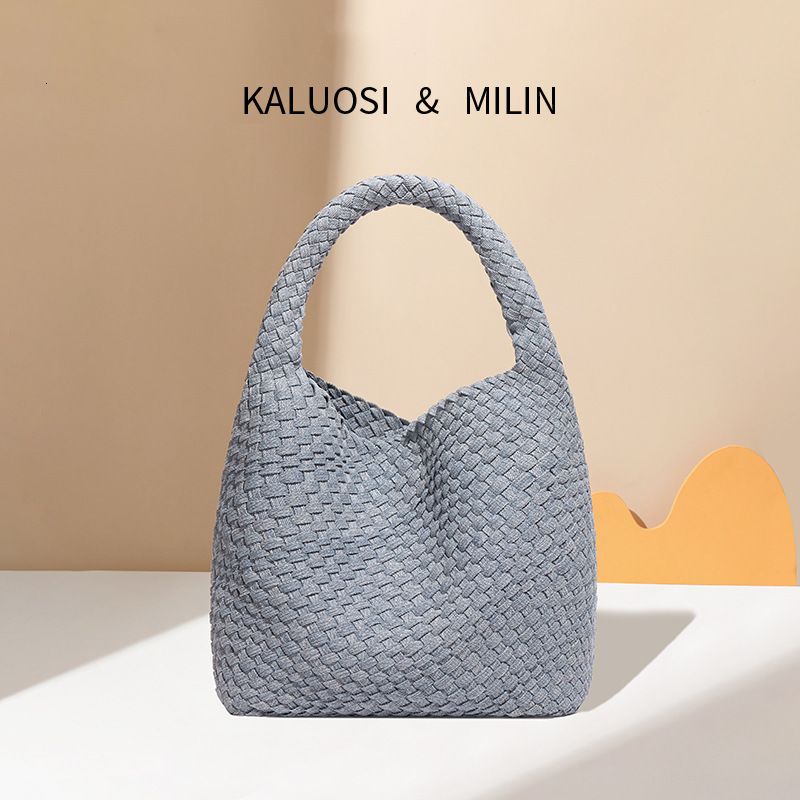 Denim Braided Bag For Women Fashion Large-capacity Mother Bag Commuting One-shoulder Underarm Handbag Tote Bag