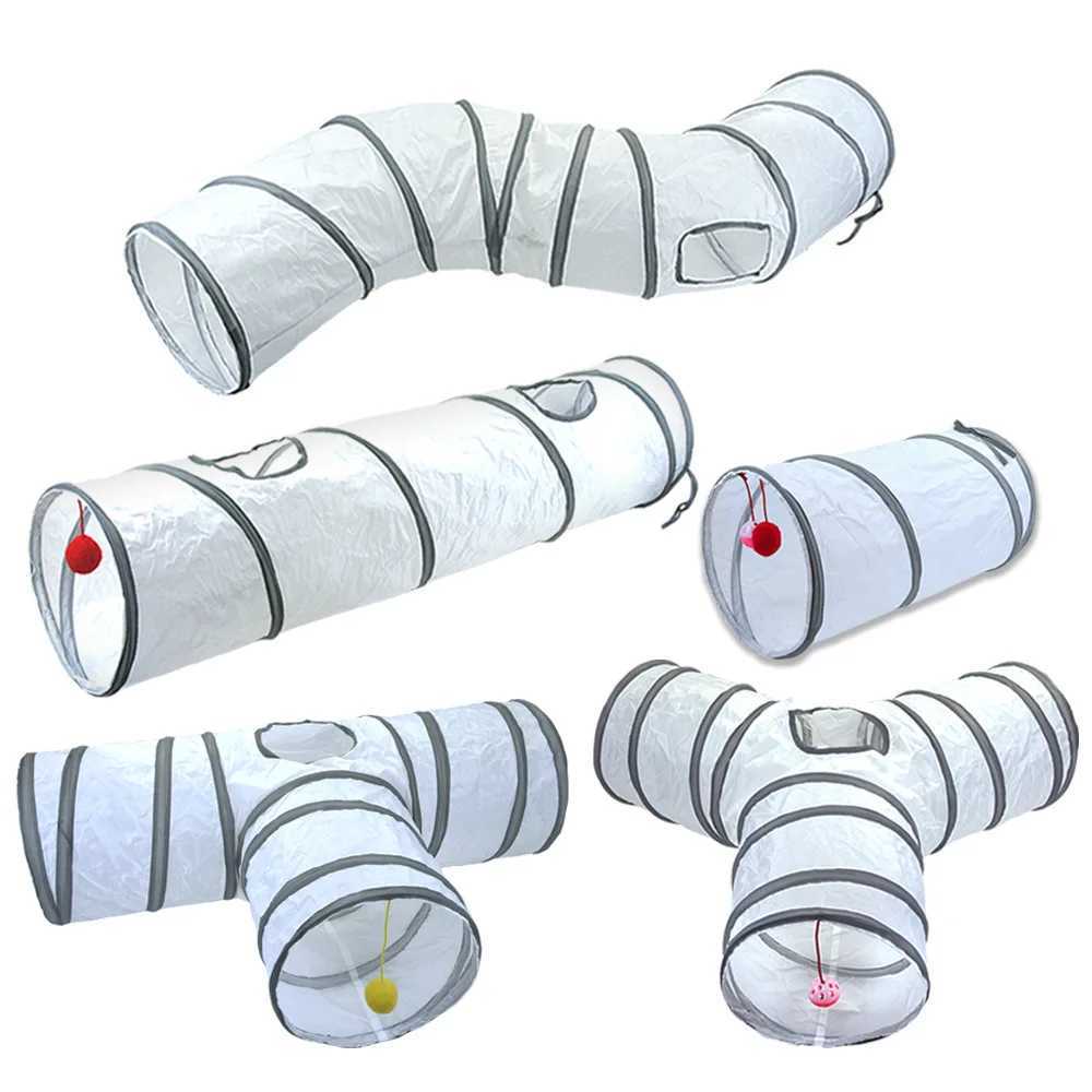Pet Cat Tunnel Toy Folding White Pet Cat Kitten Training Interactive Fun Toy Cat Rabbit Animal Game Tunnel Tube Y250412