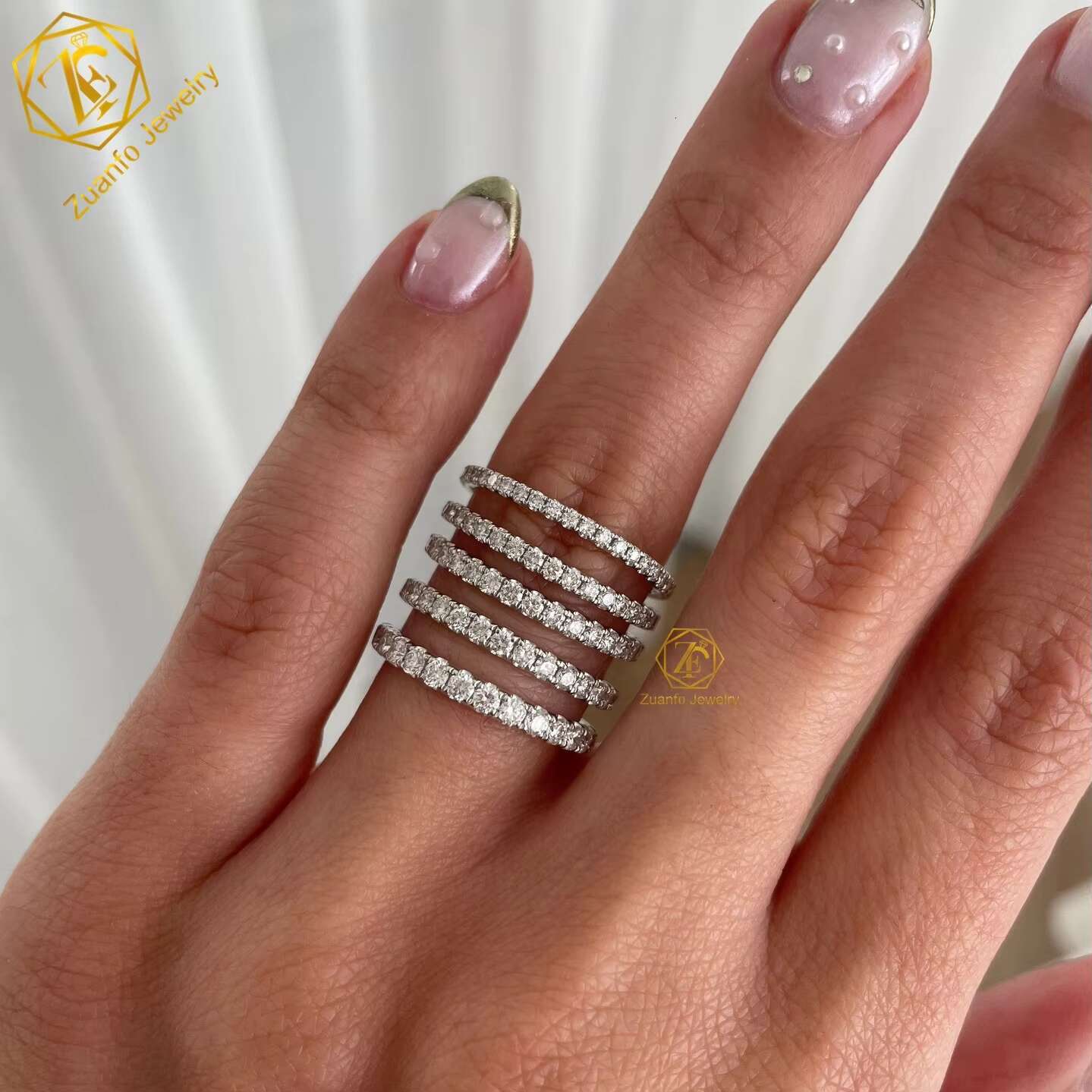 VVS Moissanite Ring Eternity Wedding Band Iced Out 1.6mm 1.8mm 2mm 3mm Diamond Silver 14k 18k Gold Engagement Stackable Rings