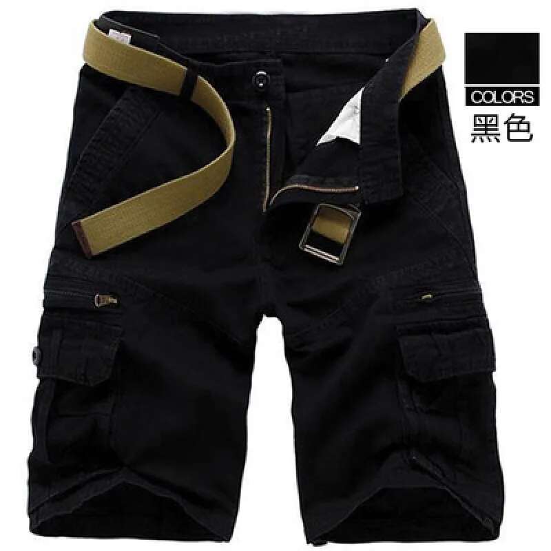Khaki Cargo Men Summer Hot Sale Cotton Short Casual Pants Comfortable Men's Knee-length Shorts Green