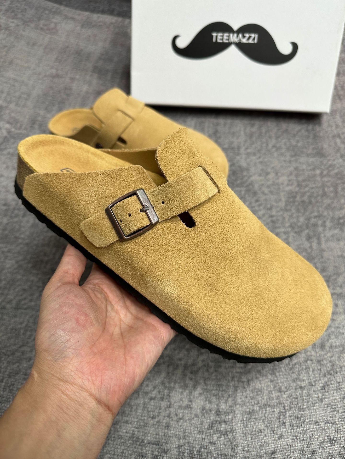 TEEMAZZI designer shoes genuine leather cork sole high quality casual shoes outdoor indoor versatile slippers for men and woman size 35-46