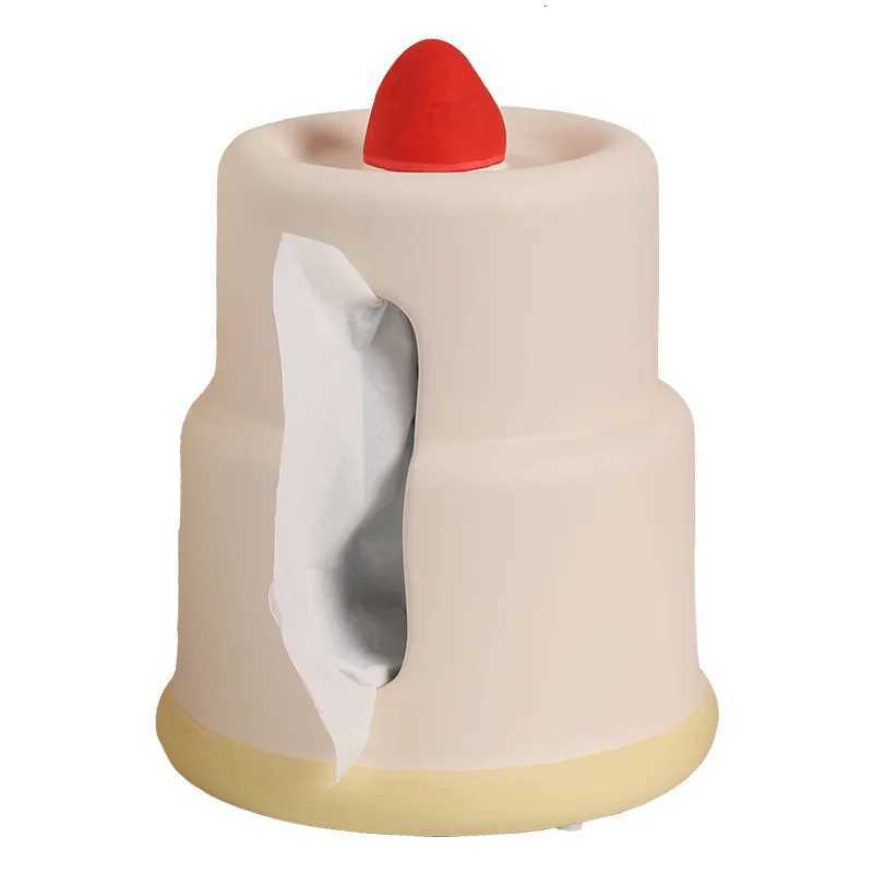 Ceramic Tissue Box Strawberries Cake Shape Cartoon Cake He Desktop Storage Paper Towel Holder Napkin Holder He Decoration Y251112