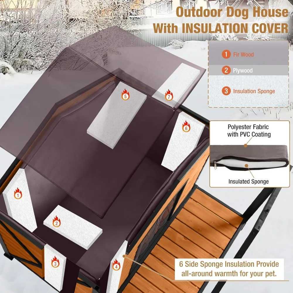 Outdoor dog house insulated oversized dog house with lining for winter hot dog house with 100% insulated all iron frame X250412
