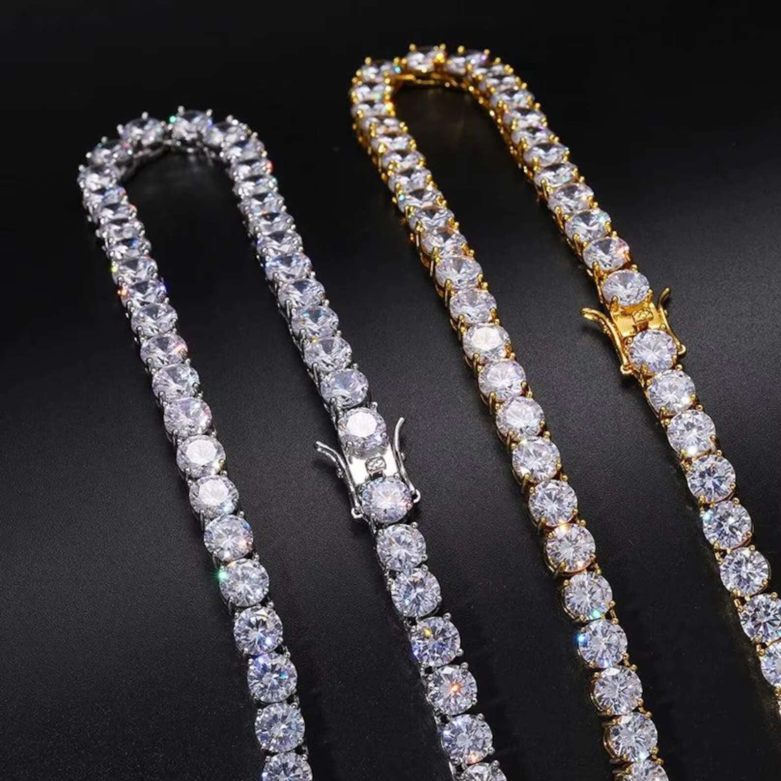 Elisa Dropping Cheap Price High Quality 3mm 4mm Moissanite Chain Hip Hop 925 Silver Gold Plated Tennis Bracelet for Women Men