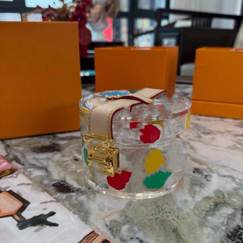 Round Shaped Crystal Acrylic Holder Box For Accessories | Stylish Travel-Sized Jewelery Container 12545