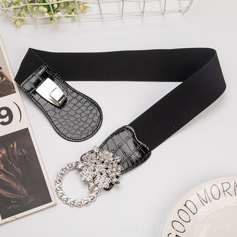 Down jacket belt, women's belt with dia waist, wide decorative skirt, elastic rhie outer waistband, black waist seal