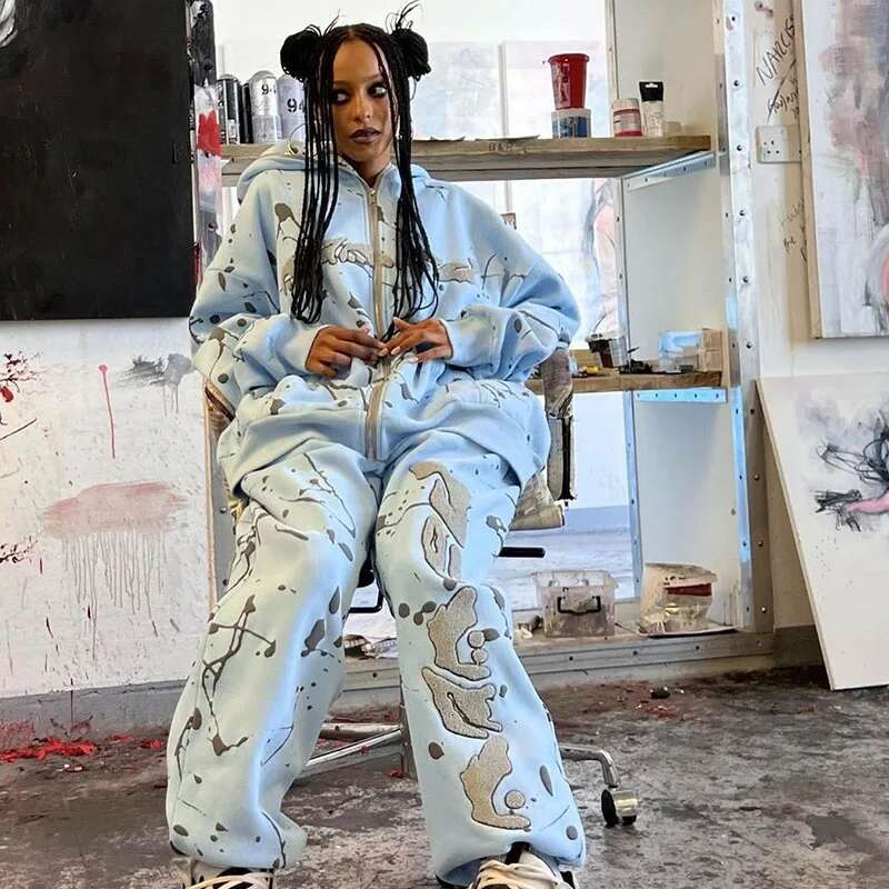 Street Wear Y2k Street Brand Retro Zipper Hoodie Printed Oversized Sportswear New Fashion 2000S Commuting Casual Jacket