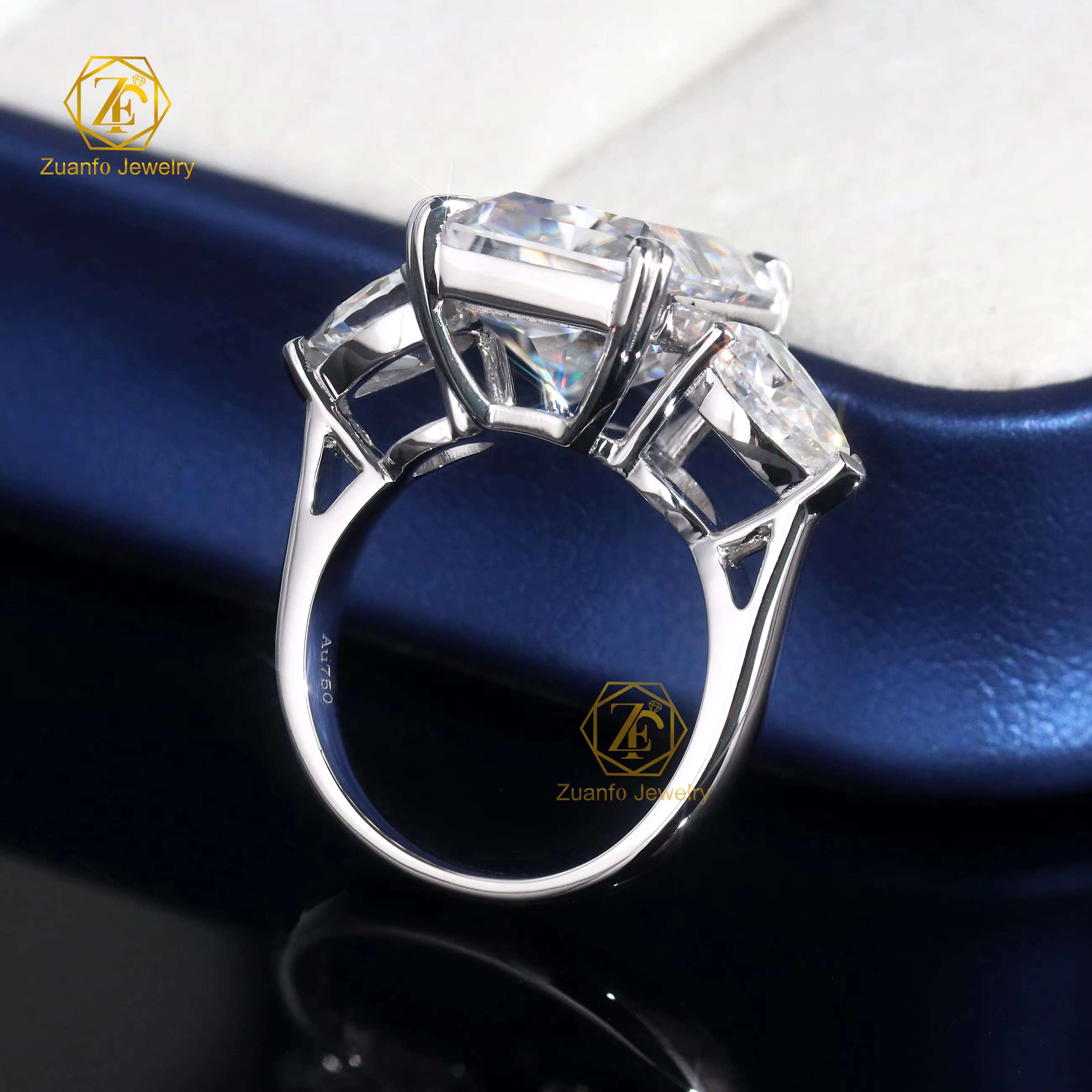 Pass Diamond Tester 925 Silver 10k 14k 18k Solid Gold Radiant Cut Moissanite Ring Eternity Promise Wedding Band Ring