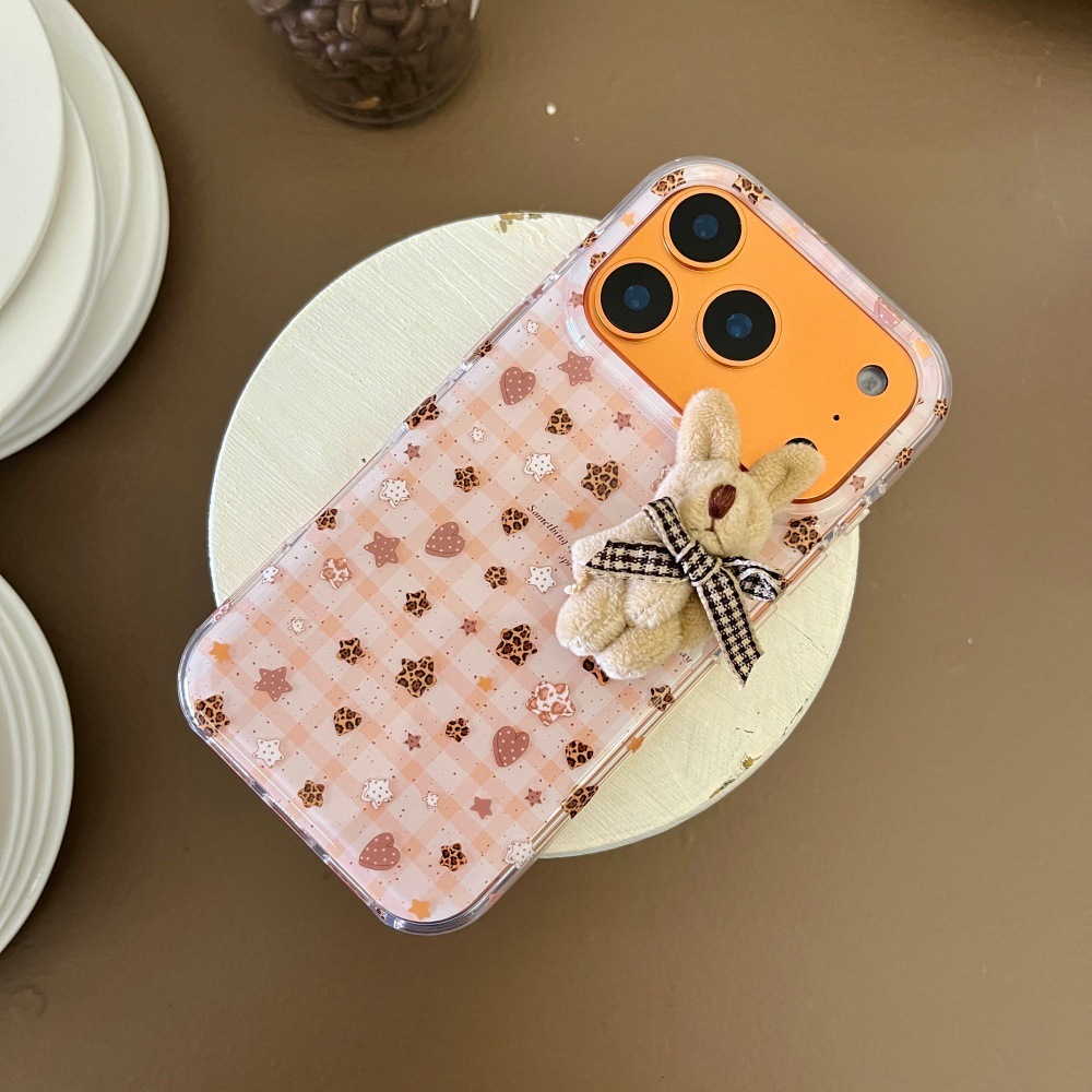 Plaid Star Bunny Phone Case Compatible with iPhone 17/16 Pro Max Cartoon 15/14 Protective Cover