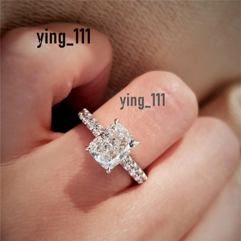 Jewelry 2.0CT E VS1 IGI Certificate Cushion Cut Lab Grown Diamond Engagement Ring Half Pave Wedding Ring For Women 18K Solid Gold