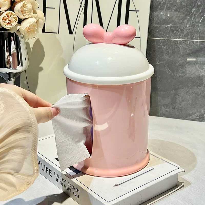 Bow paper towel storage box cute he napkin box living ro desktop creative decoration table storage box household items Y251112