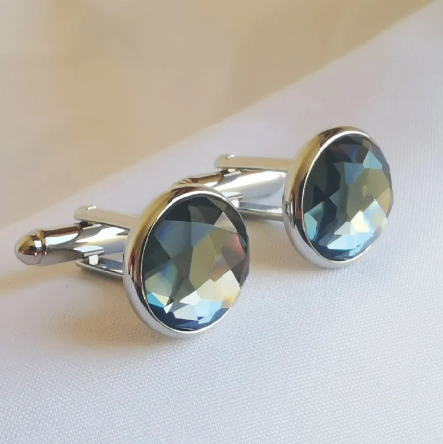 10 pairs/batch Brilliant Cut Rhinestone cufflinks Royal Blue/Grey Crystal cufflinks Mens Jewelry Accessories Wholesale 250409