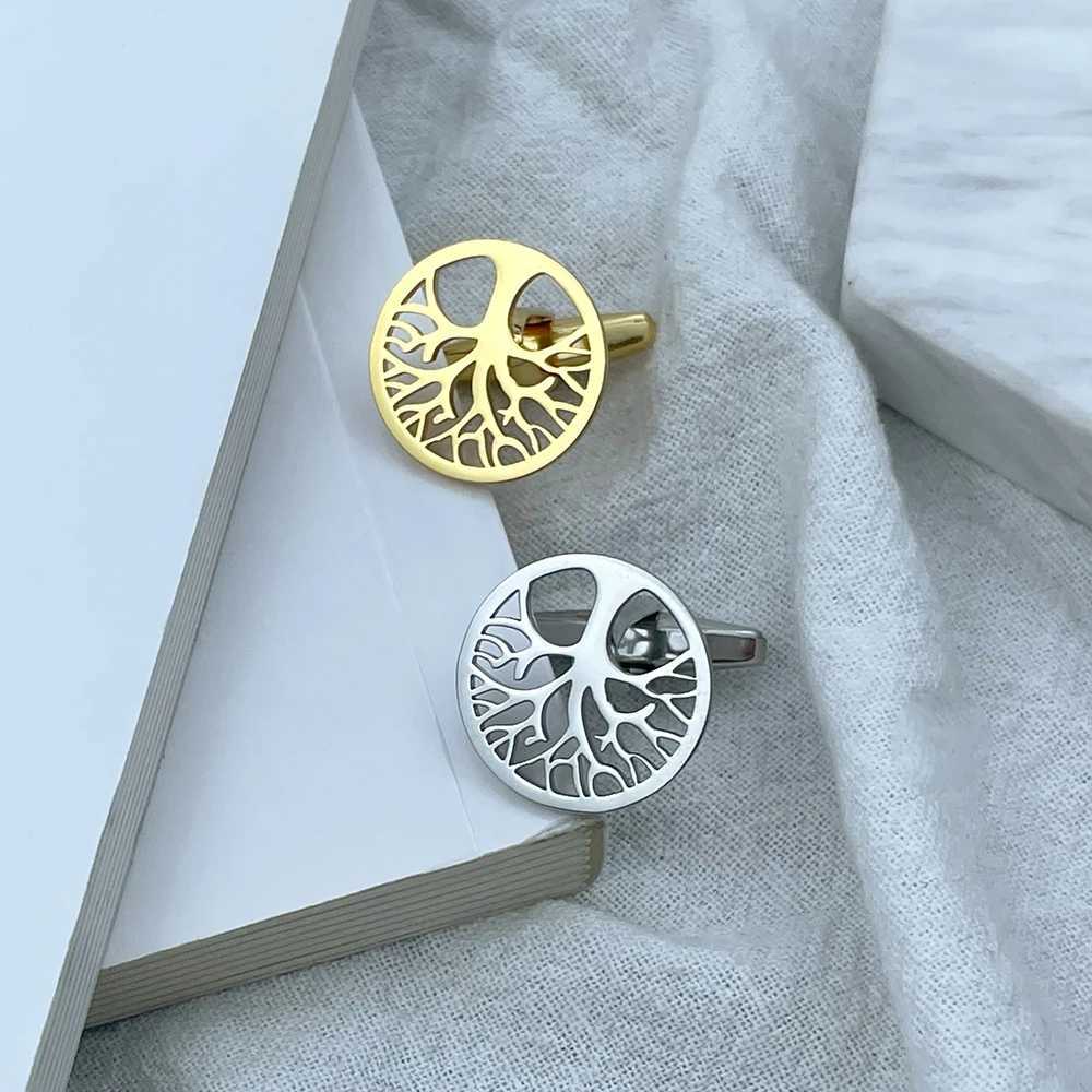 Mens cufflinks luxury life tree cufflinks mens shirts cufflinks fashionable stainless steel high-quality birthday giftsT250412