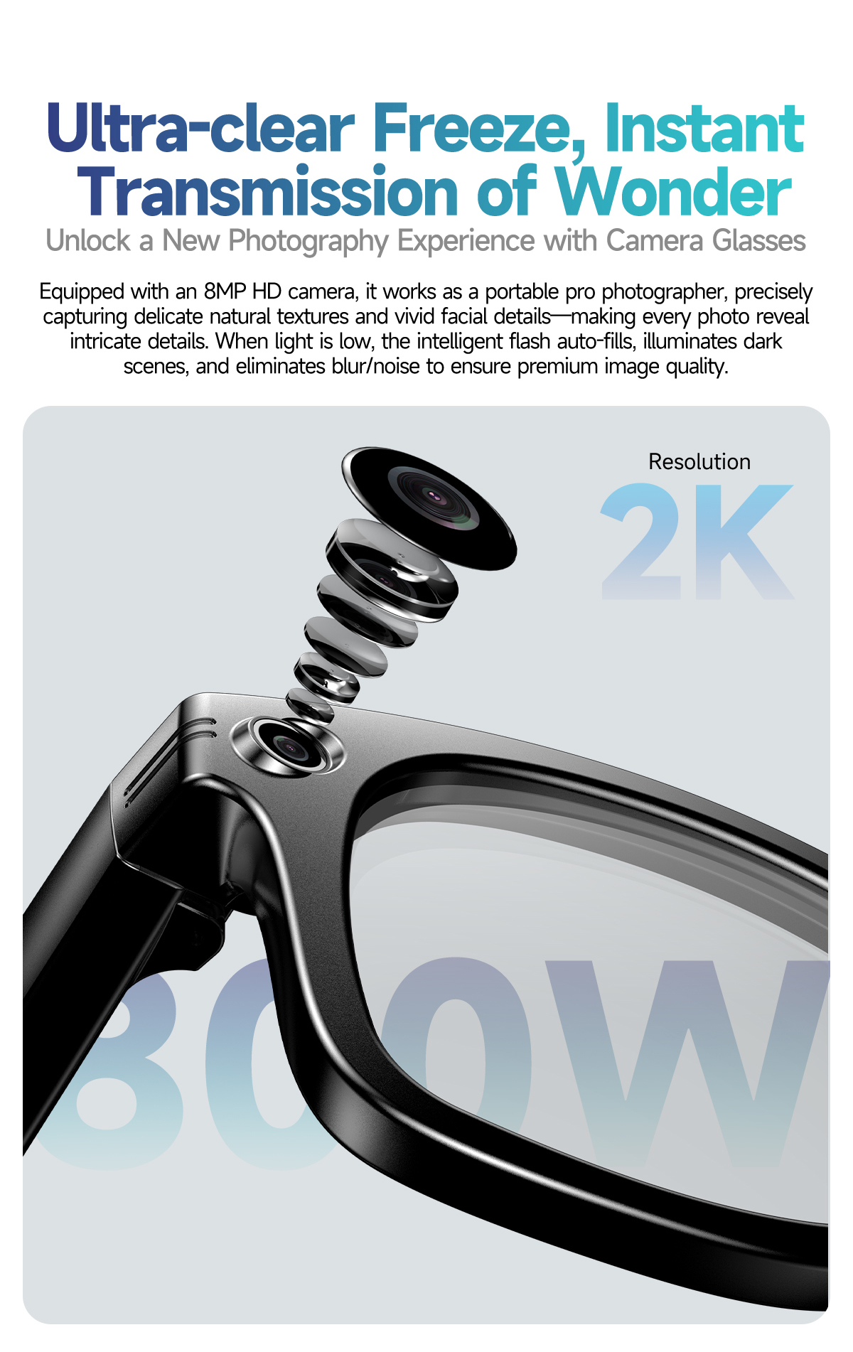 AI-Powered W610 Smart Eyewear: HD Camera & Active Noise Cancellation