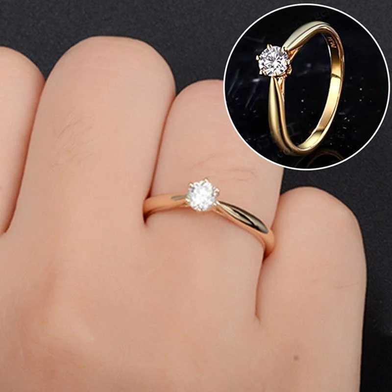 18K white/gold-plated womens gift engagement party ring size 5-10XJ250412