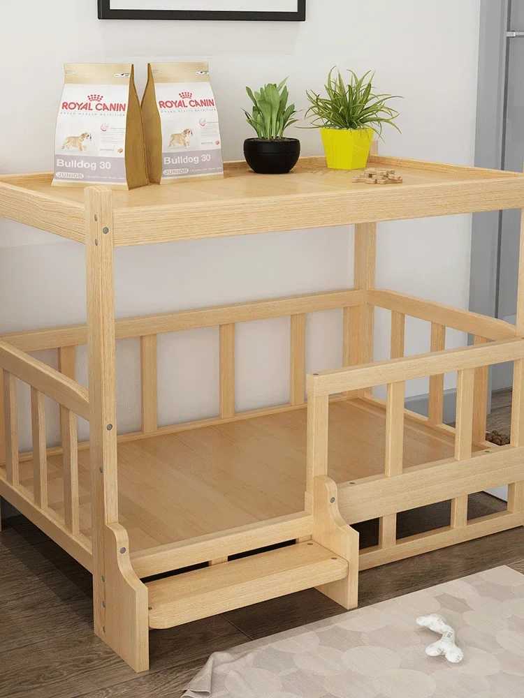 Solid wood dog house dog bed smooth polished teddy dog house golden retriever detachable pet bed solid wood cat bed X2504121