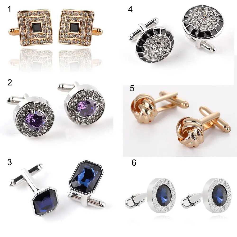 Elegant style crystal white mens shirt cufflinks novel luxury blueT250412