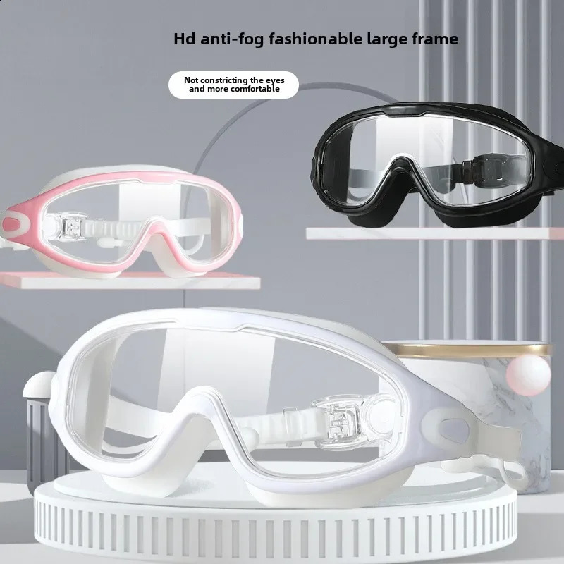 Swimming goggles for adult men and women high-definition waterproof anti fog electroplated swimming goggles swimming cap set 250411