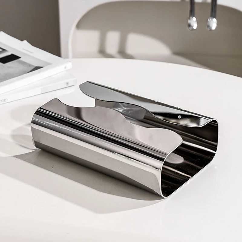 Stainless Steel Mirror Tissue Box Rectangar Napkin Dispenser Desktop Paper Storage Box Ins Style Desktop Art Tissue Box He Furnishings Y251112