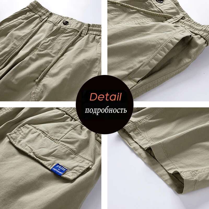 Summer New Cotton Cargo Men Solid Casual Tactical Jogger Pants Men's Outwear Breathable Bermuda Shorts Male