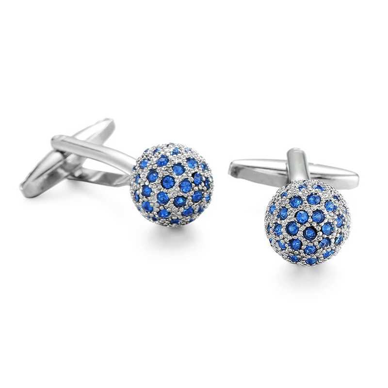 XKZM brand cufflinks luxury blue glass mens cufflinks high-quality round crystal cufflinks shirt cufflinks wedding giftsT250412